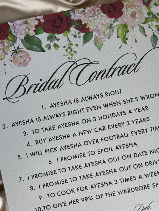'Florals' Bridal Contract - Wedding Entrance Sign