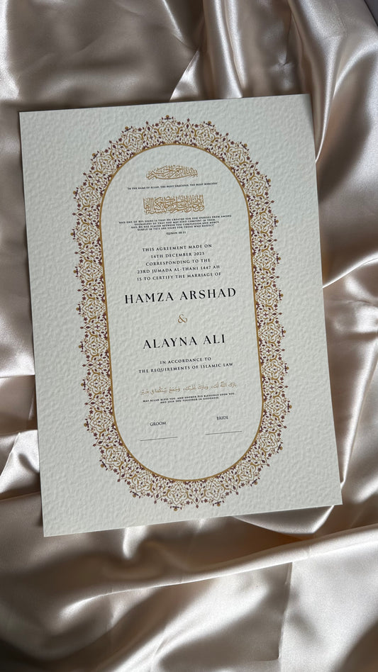‘Opulence’ Nikkah Certificate