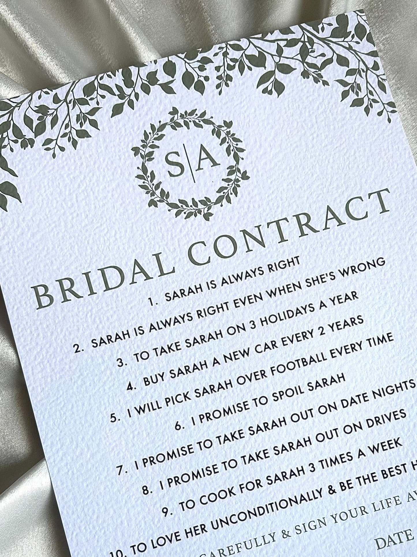 'Leaves' Bridal Contract - Wedding Entrance Sign